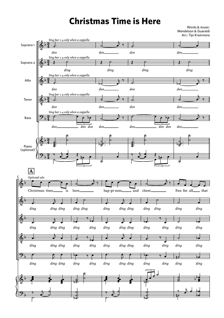 tijs krammer christmastime is here piano sheet music